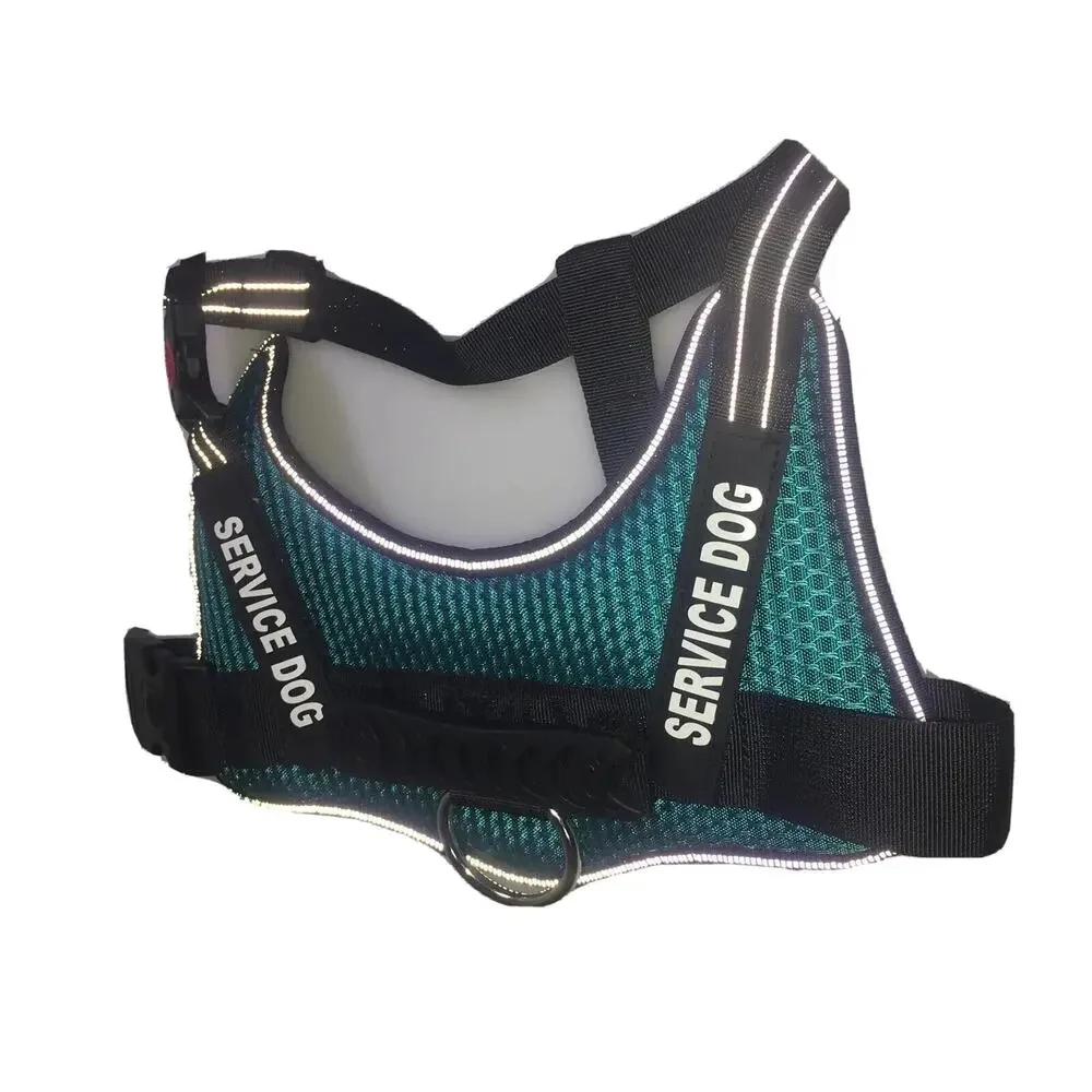 Service Dog Harness With 2 Patches Color Teal Size Medium, New Without Tags